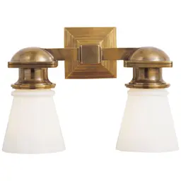 Hand-Rubbed Antique Brass White Glass