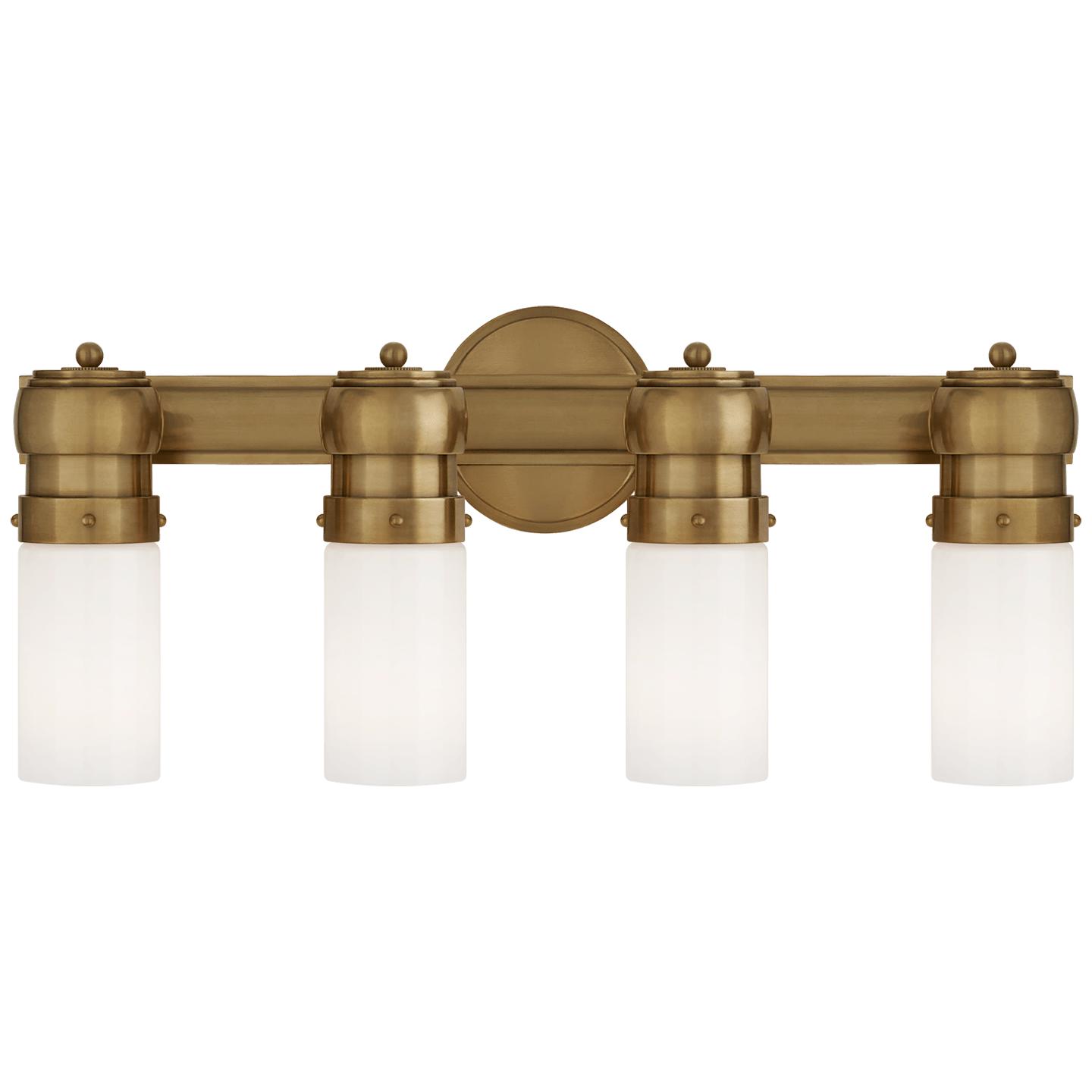 Hand-Rubbed Antique Brass White Glass