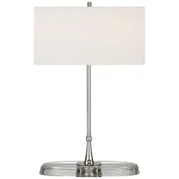 Polished Nickel with Crystal 18" x 18" x 9" Linen Oval