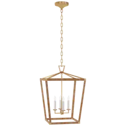 Antique-Burnished Brass and Natural Rattan
