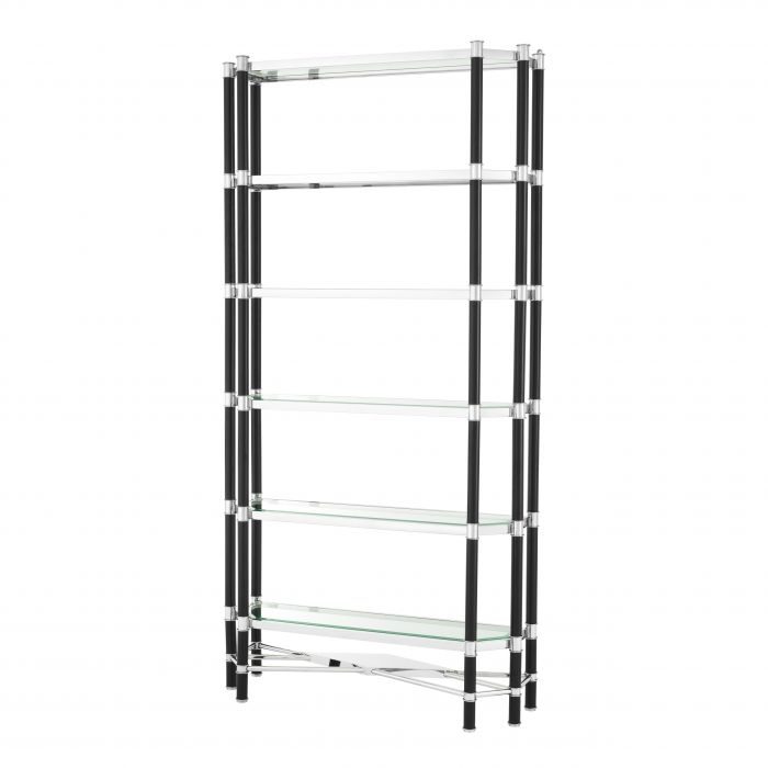 polished stainless steel | black finish | bevelled clear glass