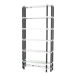 polished stainless steel | black finish | bevelled clear glass