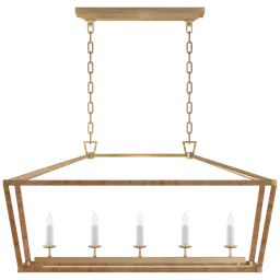 Antique-Burnished Brass and Natural Rattan