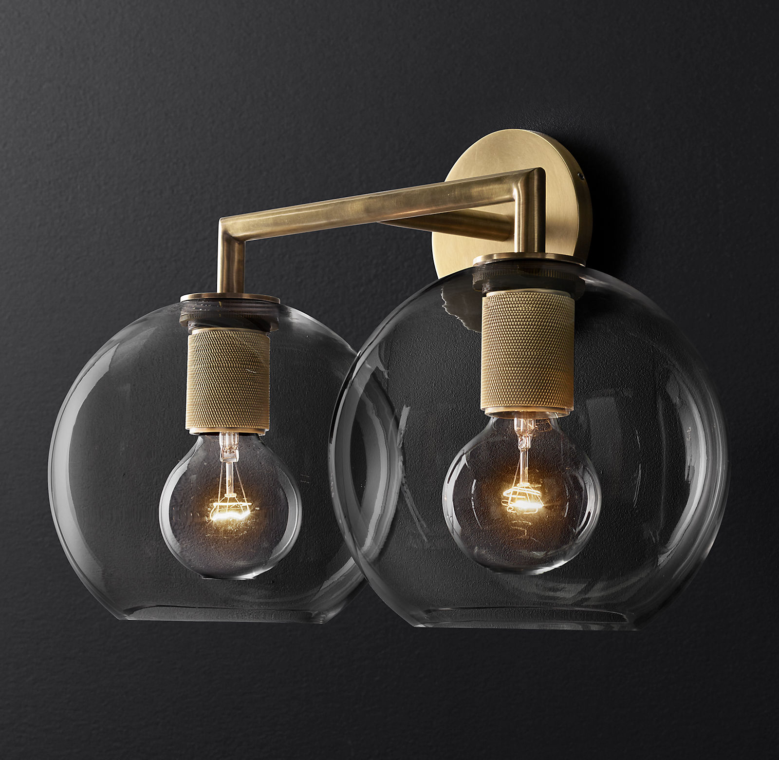 Купить Бра Utilitaire Globe Shade Double Sconce в интернет-магазине roooms.ru