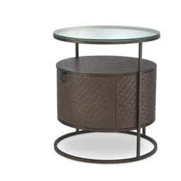 woven oak veneer | bronze finish | clear glass