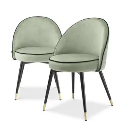savona pistache green velvet | roche black piping | black & brass finish legs
