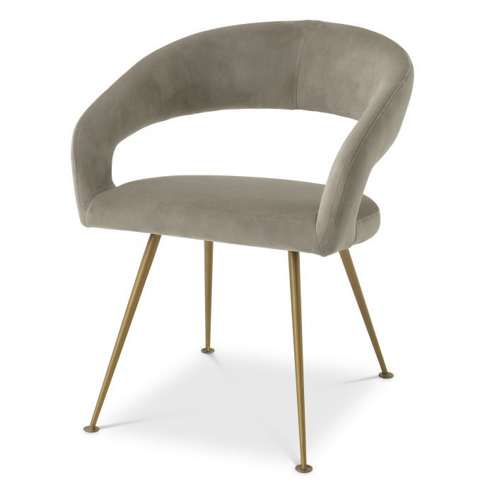 savona greige velvet | brushed brass finish legs