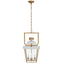 Matte White and Antique-Burnished Brass Clear Glass