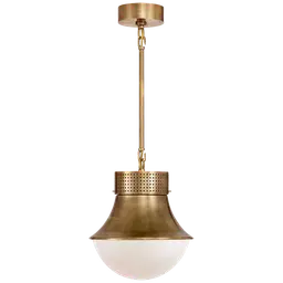Antique-Burnished Brass White Glass