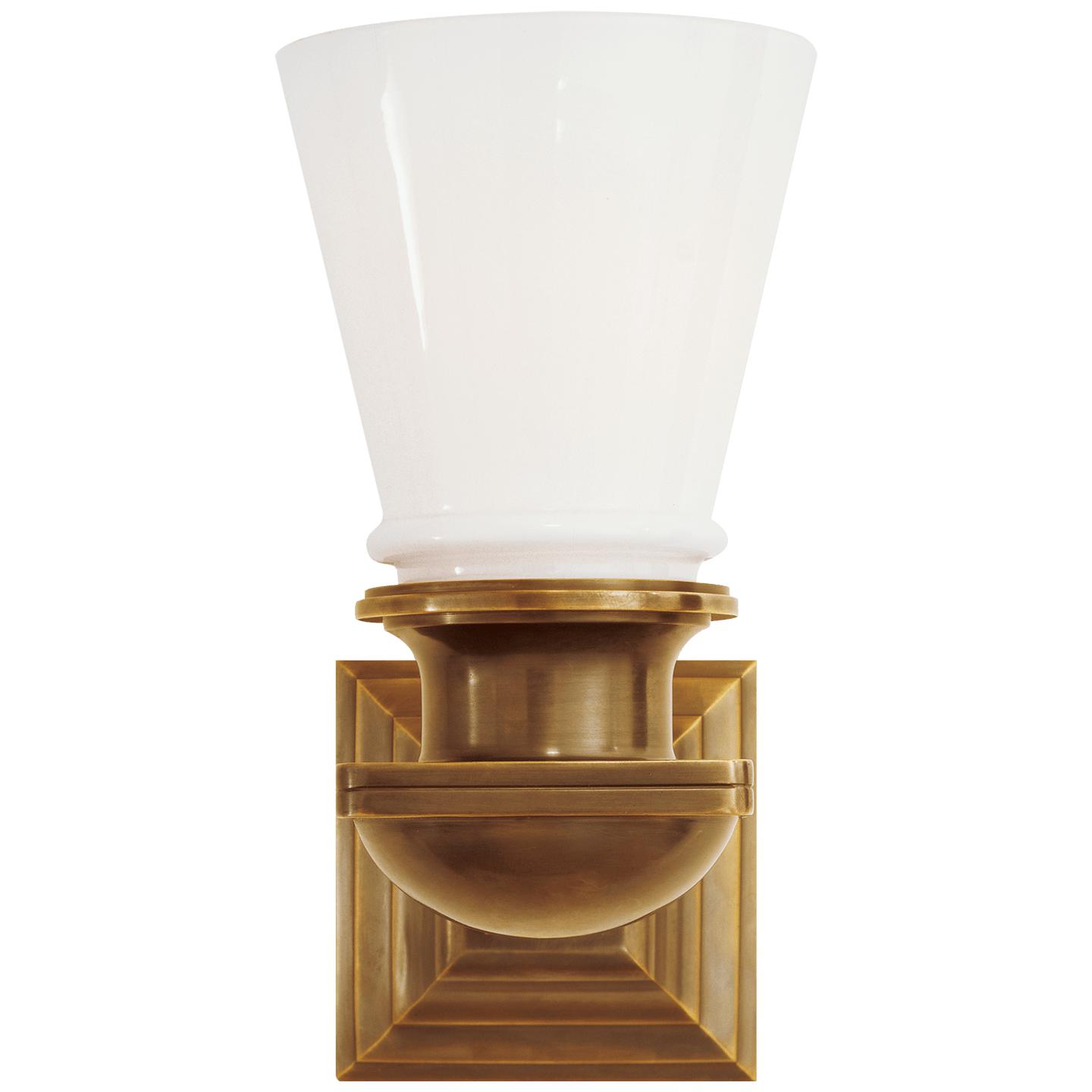 Hand-Rubbed Antique Brass White Glass