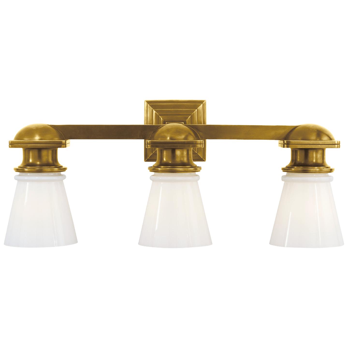 Hand-Rubbed Antique Brass White Glass
