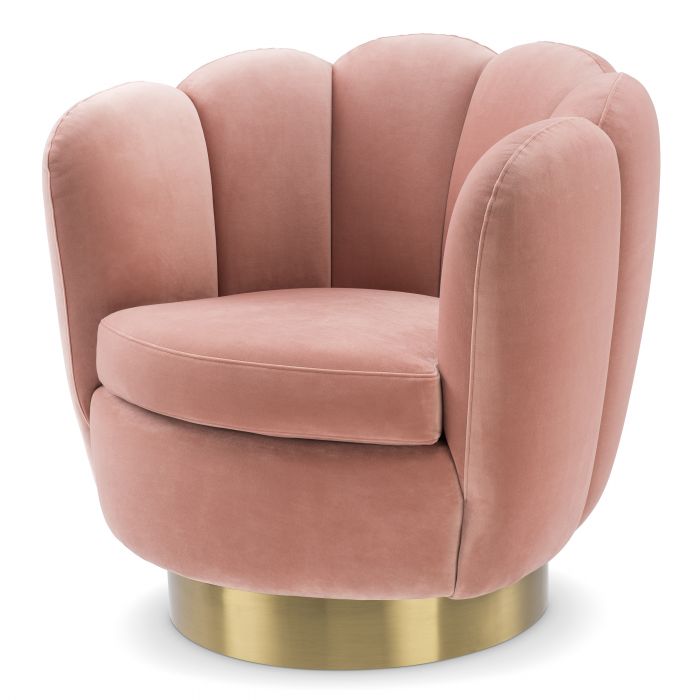savona nude velvet | brushed brass finish swivel base