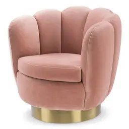 savona nude velvet | brushed brass finish swivel base