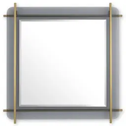 brushed brass finish | smoke glass | bevelled mirror glass