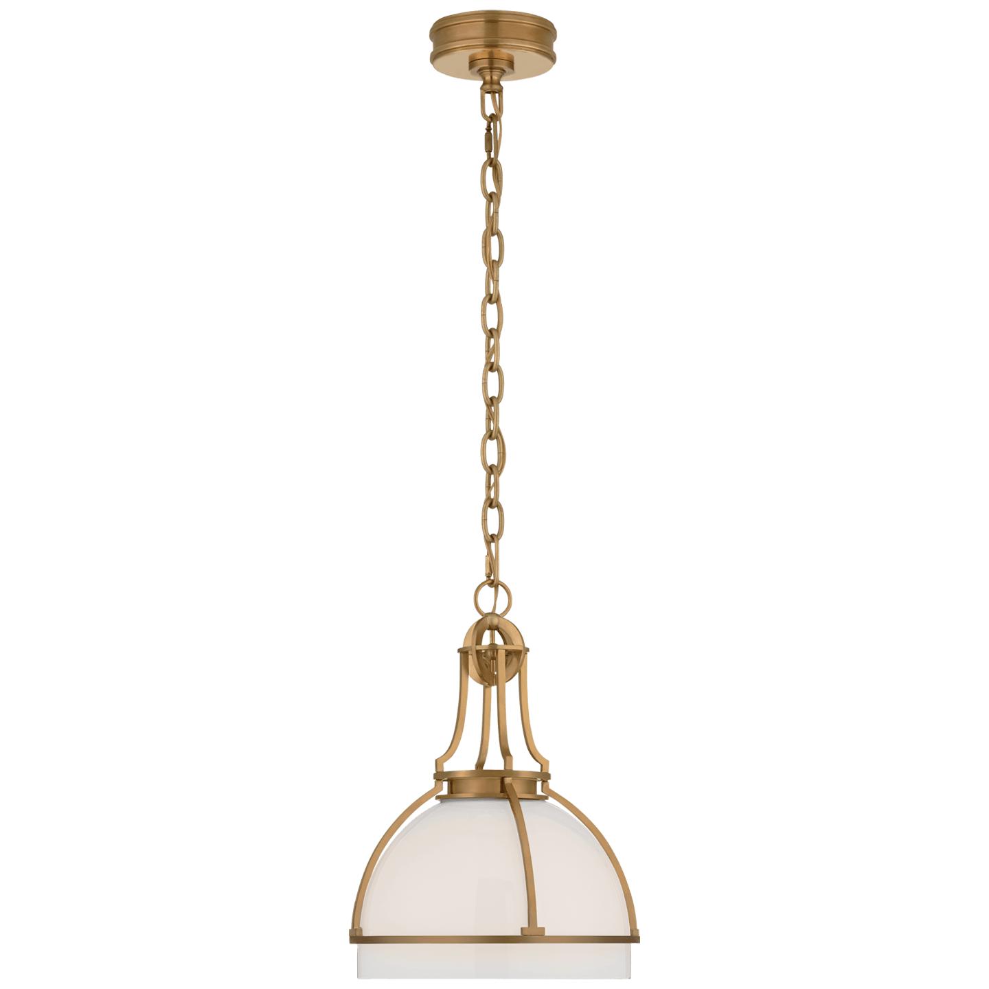 Antique-Burnished Brass White Glass