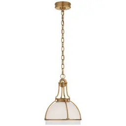 Antique-Burnished Brass White Glass