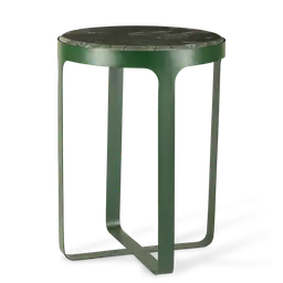 Dark green Powder coated ironTravertine stone top