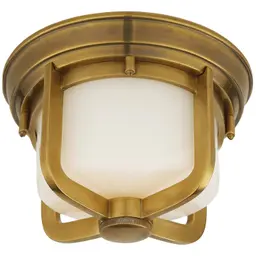 Hand-Rubbed Antique Brass White Glass