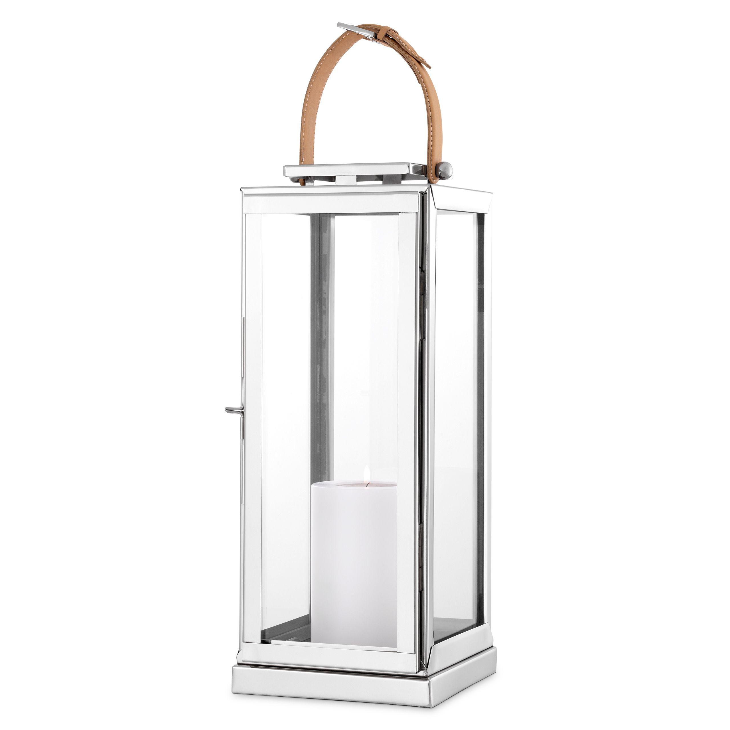 nickel finish | clear glass | tan leather L