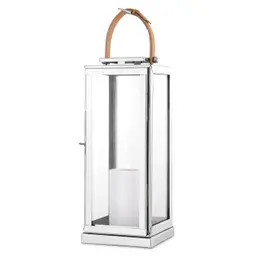 nickel finish | clear glass | tan leather L