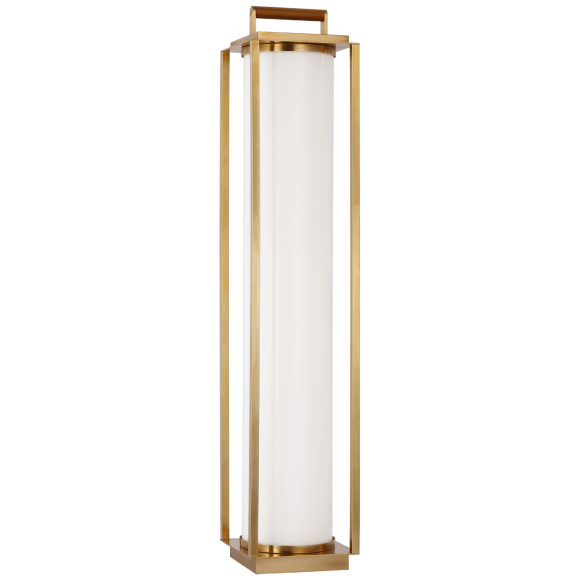 Natural Brass and Teak White Glass