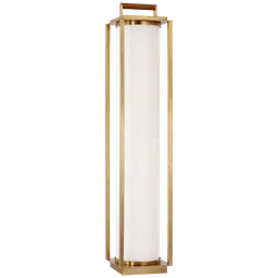 Natural Brass and Teak White Glass